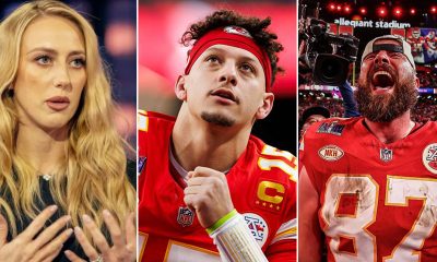 Brittany and Patrick Mahomes and Travis Kelce