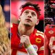 Brittany and Patrick Mahomes and Travis Kelce