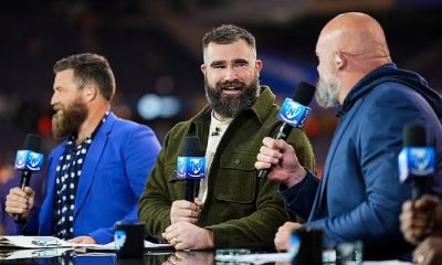 Jason Kelce with a Reporter