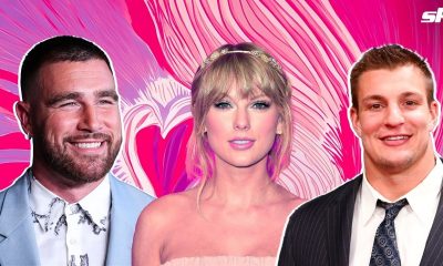 Rob Gronkowski and Travis Kelce with Taylor Swift