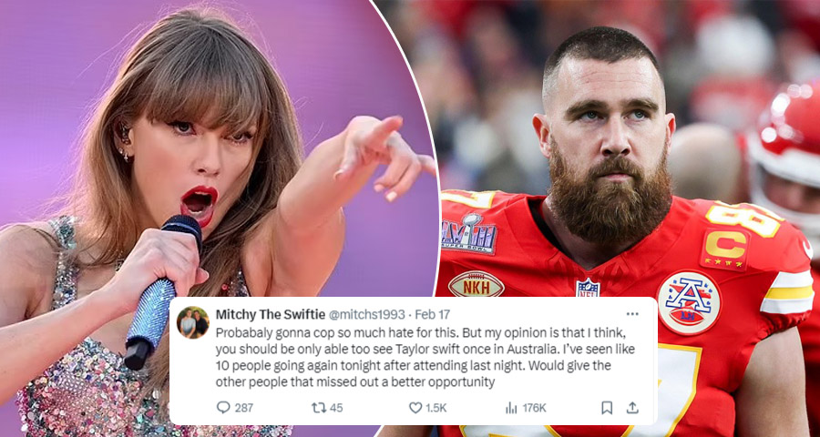 Taylor Swift Pointing and Travis Kelce looking - Fan comment causing Heated Debate