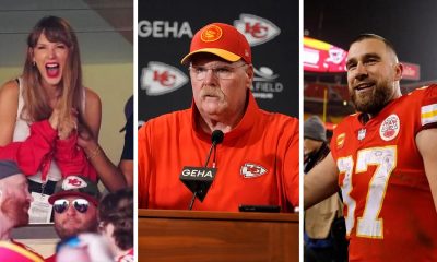 Travis Kelce and Andy Reid and Taylor Swift