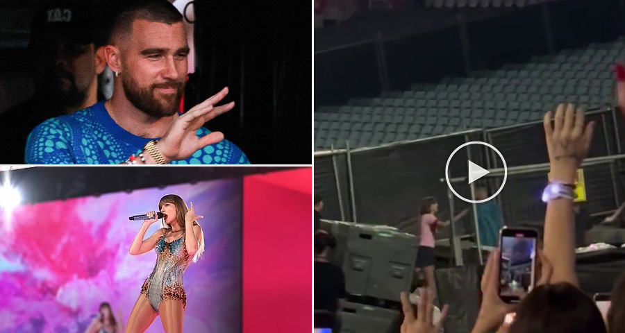 Travis Kelce and Taylor Swift at Sydney Tour about to Kiss