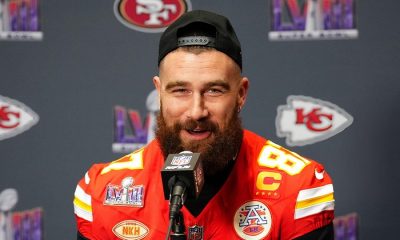 Travis Kelce in Super Bowl Jersey