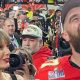 Travis Kelce laughs with Taylor Swift after winning the Super Bowl