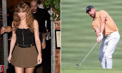 Travis Kelce playing golf and Taylor Swift in Sydney