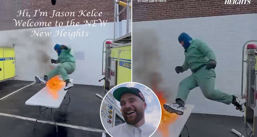 Jason Kelce jumping to fire