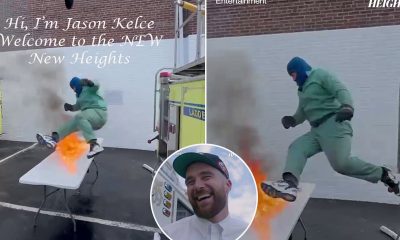 Jason Kelce jumping to fire