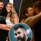 Jason Kelce kisses wife wife Kylie after teary NFL retirement speech