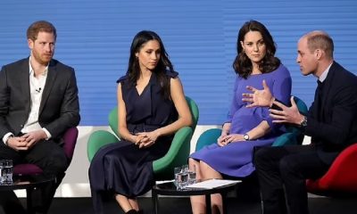 Prince Harry and wife Meghan and Prince William and wife Kate