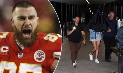 Travis Kelce and Taylor Swift with Papa Swift