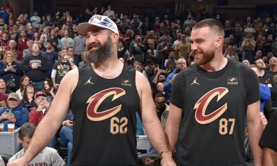 Travis and Jason courtside at tonight’s Cavs vs Celtics basketball game