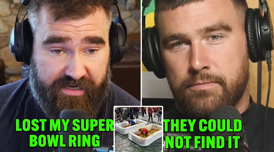 Jason Kelce LOST his Super Bowl ring at New Heights live and fears 'it is in a landfill site in Cincinnati