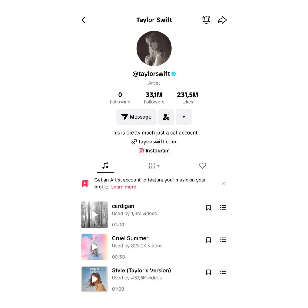 Taylor Swift has removed “Fortnight” from her pinned songs on TikTok.