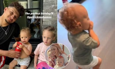 Brittany Mahomes and NFL star husband Patrick share their 'perfect Sunday' with daughter Sterling, three, and son Bronze