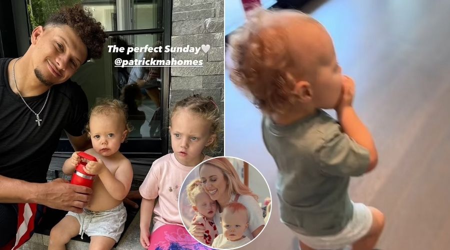 Brittany Mahomes and NFL star husband Patrick share their 'perfect Sunday' with daughter Sterling, three, and son Bronze