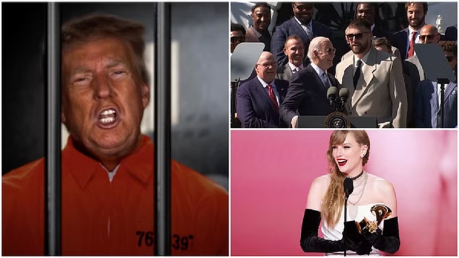 Donald Trump and Travis Kelce and Taylor Swift