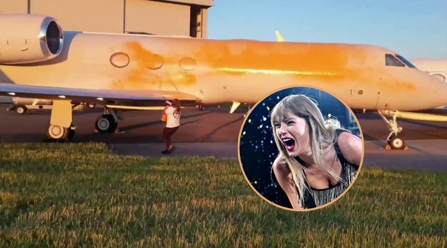 Taylor Swift’s private jet has been spray painted orange