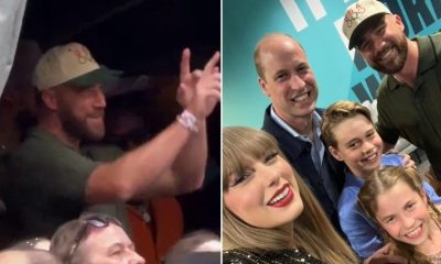 Travis Kelce and Taylor Swift taking a selfie with the royals