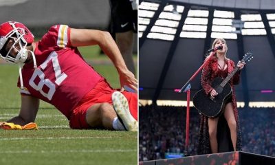 Travis Kelce at Training and Taylor Swift at Eras Tour
