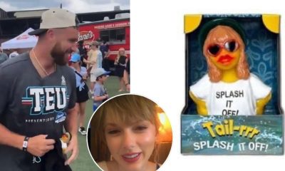 Travis Kelce received a Taylor Swift ‘Splash It Off’ duck toy from a fan