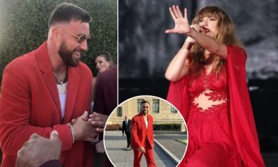 Travis Kelce wearing same as Taylor Swift's red outfit