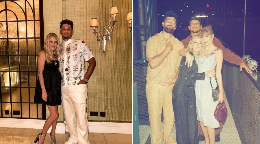 Brittany Mahomes posts friendship pics with new BFF Taylor Swift as she and husband Patrick vacation in Europe with teammate Travis Kelce