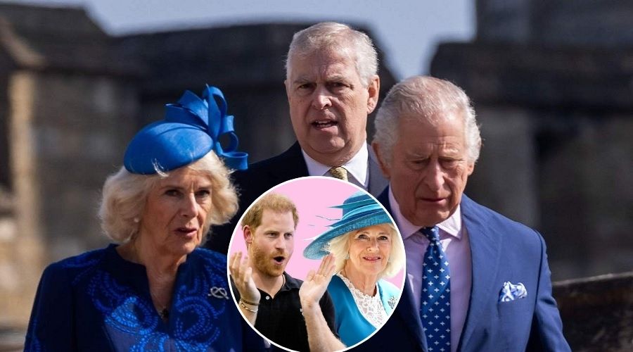 King Charles and Queen Camilla and Prince Andrew and Prince Harry