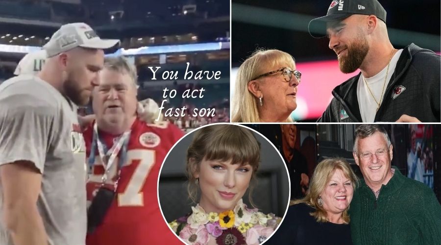 Travis Kelce and Taylor Swift with their Parents